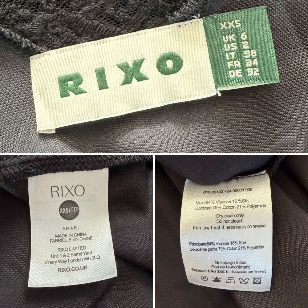 Rixo Amari Silk-Velvet Midi Dress in Black Size 2 - Picture 11 of 12